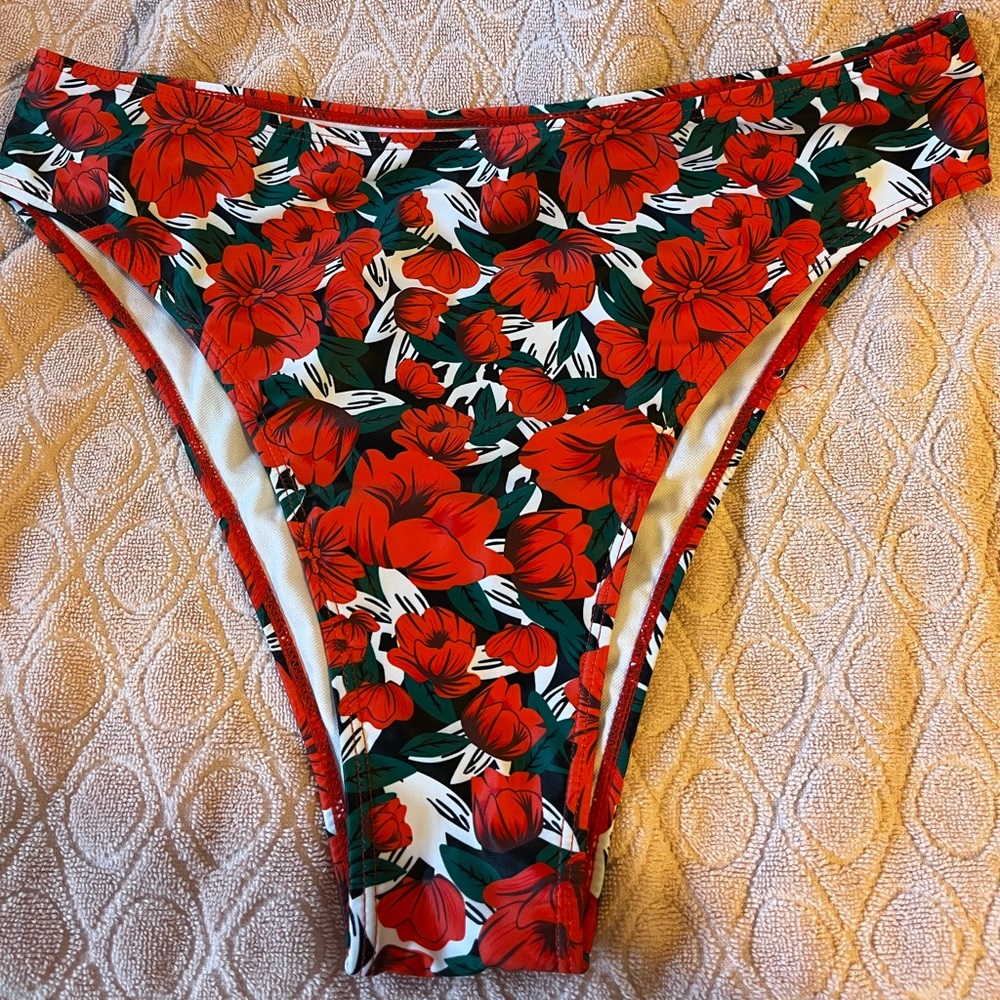 SHEIN Red Floral Bikini Bottoms